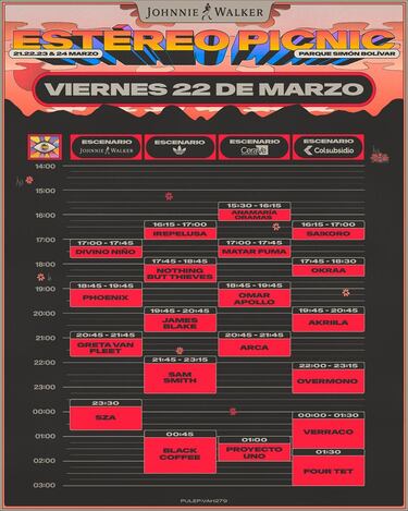Estéreo Picnic 2024: Esta es la programación completa para la edición de este año