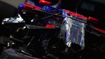 Así quedó el Toro Rosso de Sainz tras su accidente en Montreal.