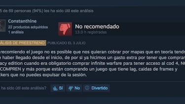 Aluvión de críticas a CoD: Modern Warfare Remastered en Steam