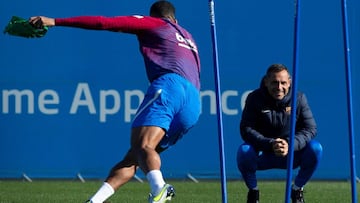 Sergi Barjuan, en el entrenamiento de este viernes.