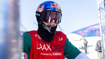 Mathilde Gremaud at the start gate of the Laax Open in Laax, Switzerland on January 17, 2025.