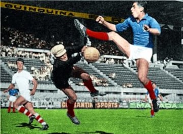 El 9 de julio de 1960 en el Velódromo de  Marsella se jugó el partido por el tercer y cuarto puesto estre Francia y Checoslovaquia, no hubo muchos espectadores. Los checos impusieron su juego, lento pero eficaz, y su deseo de triunfo les hizo alzarse con el tercer puerto por 0-2.
En la imagen Schrojf frena el ataque de Stievenart