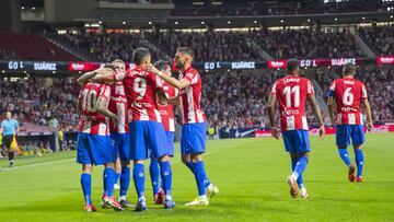 Los jugadores del Atl&eacute;tico celebran un gol.