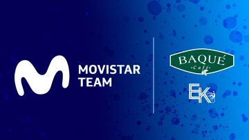 Cartel con el que el equipo Movistar Team ha anunciado su acuerdo de colaboraci¨®n con el Caf¨¦s Baqu¨¦.