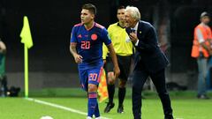 Juan Fernando Quintero y José Pékerman en el Mundial de Rusia 2018.