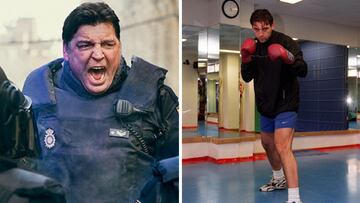 Hovik Keuchkerian, en su papel de Salva en la serie 'Antidisturbios' y durante su etapa como boxeador profesional de los pesos pesados.
