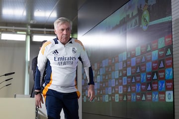 Ancelotti, hoy, en la sala de prensa.