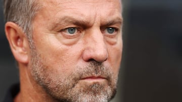 FC Barcelona head coach Hansi Flick is pictured before the pre-season club friendly football match between Real Madrid and FC Barcelona at MetLife Stadium, in East Rutherford, New Jersey on August 3, 2024. (Photo by Charly TRIBALLEAU / AFP)