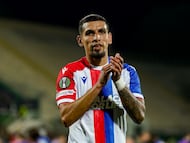 Daniel Munoz of Crystal Palace FC celebrates during the UEFA Conference League 2025/26 Quarter-Final Second Leg match between ACF Fiorentina and Crystal Palace FC at Stadio Artemio Franchi on April 16, 2026 in Florence, Italy (Photo by Giuseppe Maffia/NurPhoto via Getty Images)