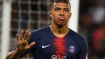 Mbappé celebra un gol ante el Mónaco