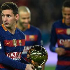 When did Messi win all of his Ballon d'Or awards? Seasons and stats