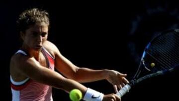 La italiana Sara Errani durante su partido en las semifinales de Dubai. 