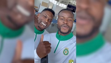 Aquí el saludo junto a su compatriota.