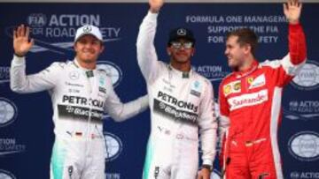 Lewis Hamilton consigui&oacute; en China su tercera pole del a&ntilde;o flanqueado por Nico Rosberg (segundo) y Sebastian Vettel (tercero).