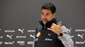 Míchel, entrenador del Girona, en rueda de prensa.