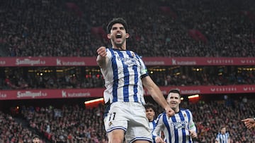 Gonçalo Guedes lleva nueve goles esta temporada ya con la Real Sociedad, ocho en Liga y uno en Copa del Rey.