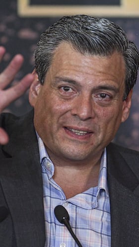 Mauricio Sulaiman president of World Boxing Council (WBC),during the press conference "The King Coming Home" prior to the fight for the Super Middleweight titles, endorsed by the World Boxing Council (WBC), the World Boxing Organization (WBO), the World Boxing Association (WBA) and the International Boxing Federation (IBF) Saul - Canelo- Alvarez (MEX) vs John Ryder (ENG), at the RIU Hotel -Salon Guadalajara- on May 3, 2023.
<br><br>
Mauricio Sulaiman Presidente del Consejo Mundial de Boxeo durante la conferencia de prensa "The King Coming Home" previo a la pelea por los titulos Supermedio, avalados por el Consejo Mundial de Boxeo (CMB), la Organizacion Mundial de Boxeo (OMB), la Asociacion Mundial de Boxeo (AMB) y la Federacion Internacional de Boxeo (IBF) Saul - Canelo- Alvarez (MEX) vs John Ryder (ENG), en el Hotel RIU -Salon Guadalajara- el 03 de Mayo de 2023.