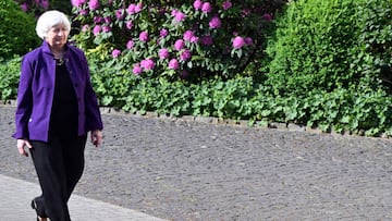 Janet Yellen, US Treasury Secretary, arrives at Petersberg near Bonn where the finance ministers of the largest industrialized nations talked.