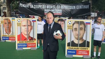 Free speech campaigners take the field in pre-World Cup protest