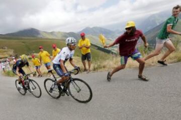 Alejandro Valverde y Nairo Quintana juntos durante su escapada en la etapa de hoy.