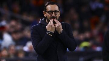 Bordalás, entrenador del Getafe, durante el partido ante el Valencia.