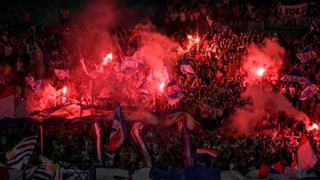 Hinchas de Nacional de Montevideo celebran la consecución del título.