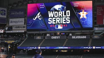 Oct 25, 2021; Houston, Texas, USA; Atlanta Braves players practice during workouts before Game 1 of the World Series between the Houston Astros and the Atlanta Braves at Minute Maid Park. Mandatory Credit: Troy Taormina-USA TODAY Sports
