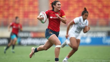 Imagen de las jugadoras de la selección española de rugby seven femenino durante las Series Mundiales de Sidney.