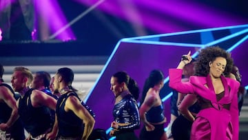 Afrojack and Glennis Grace  perform during the dress rehearsal of the final of the Eurovision Song Contest in Rotterdam, on May 21, 2021. (Photo by Sander Koning / ANP / AFP) / Netherlands OUT