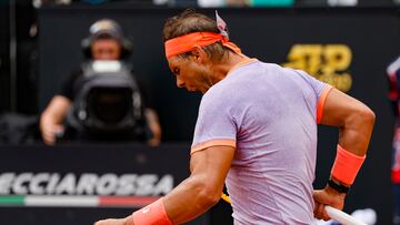 Rafael Nadal, durante su partido contra Zizou Bergs en Roma.