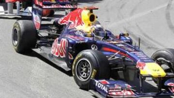 <b>TRES CAMPEONES. </b>Vettel lidera la carrera por delante de Alonso y Button, orden que finalmente se mantendría en el podio de Mónaco.