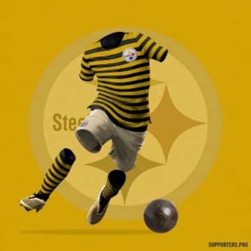 ¿Te imaginas cómo lucirían las camisetas de los 32 equipos de la NFL si fueran de fútbol? Esta sería la muy colorida de los Acereros de Pittsburgh.