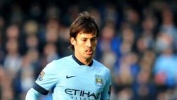 David Silva en un partido con el Manchester City