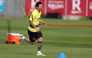 Messi, en un entrenamiento tras el parón.