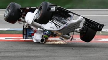 JULIO 2014. Accidente del brasileño Felipe Massa en la primera curva del circuito alemán de Hockenheim. 
