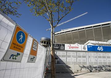 El conjunto blanco sigue dando forma a la remodelación del Santiago Bernabéu. El Estado de Alarma decretado por el Gobierno no ha paralizado las obras.