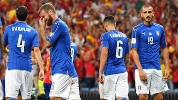 Darmian, De Rossi, Candreva y Bonucci el pasado s&aacute;bado con la selecci&oacute;n de Italia en el Bernab&eacute;u.