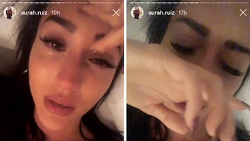 Aurah Ruiz llorando en unos stories de Instagram. 