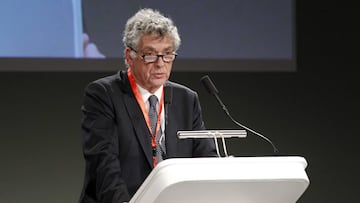 Ángel María Villar en su intervención ante la Asamblea General como candidato a la Presidencia de la RFEF en 2017.