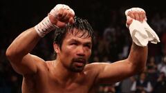 Pacquiao celebra su victoria en Las Vegas.