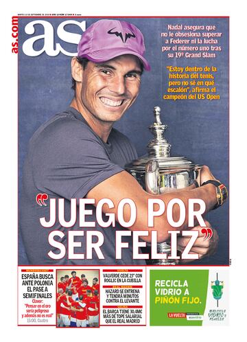 Rafa Nadal a través de las portadas de As