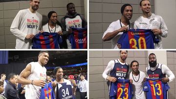 Ronaldinho y sus regalos en el All Star: camisetas para todos