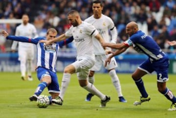 Alex Bergantinos, Manuel Pablo y Karim Benzema por delante de Cristiano Ronaldo.