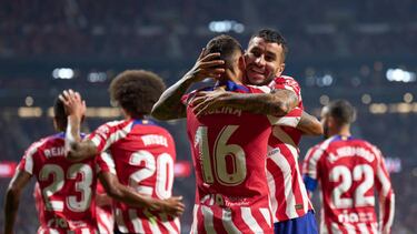 Angel Correa celebra uno de los goles del Atlético ante el Celta.