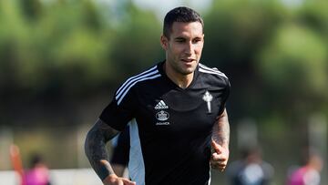 Hugo Mallo, durante un entrenamiento con el Celta.