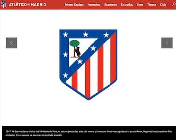 Explicación en la web del Atlético del escudo de 1947.