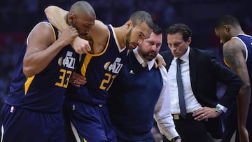 Rudy Gobert se retira del Clippers-Jazz de primera ronda.