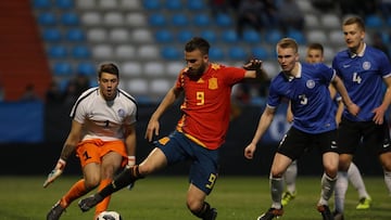 Borja Mayoral en el España-Estonia Sub-21.