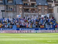 Los aficionados del Real Zaragoza, en el Nou Estadi d'Encamp.