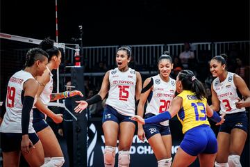 Colombia festeja tras ganar el tercer set.